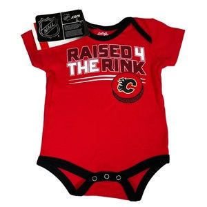 NHL CALGARY FLAMES BABY INFANT 0/3 MONTHS ONE PIECE RED